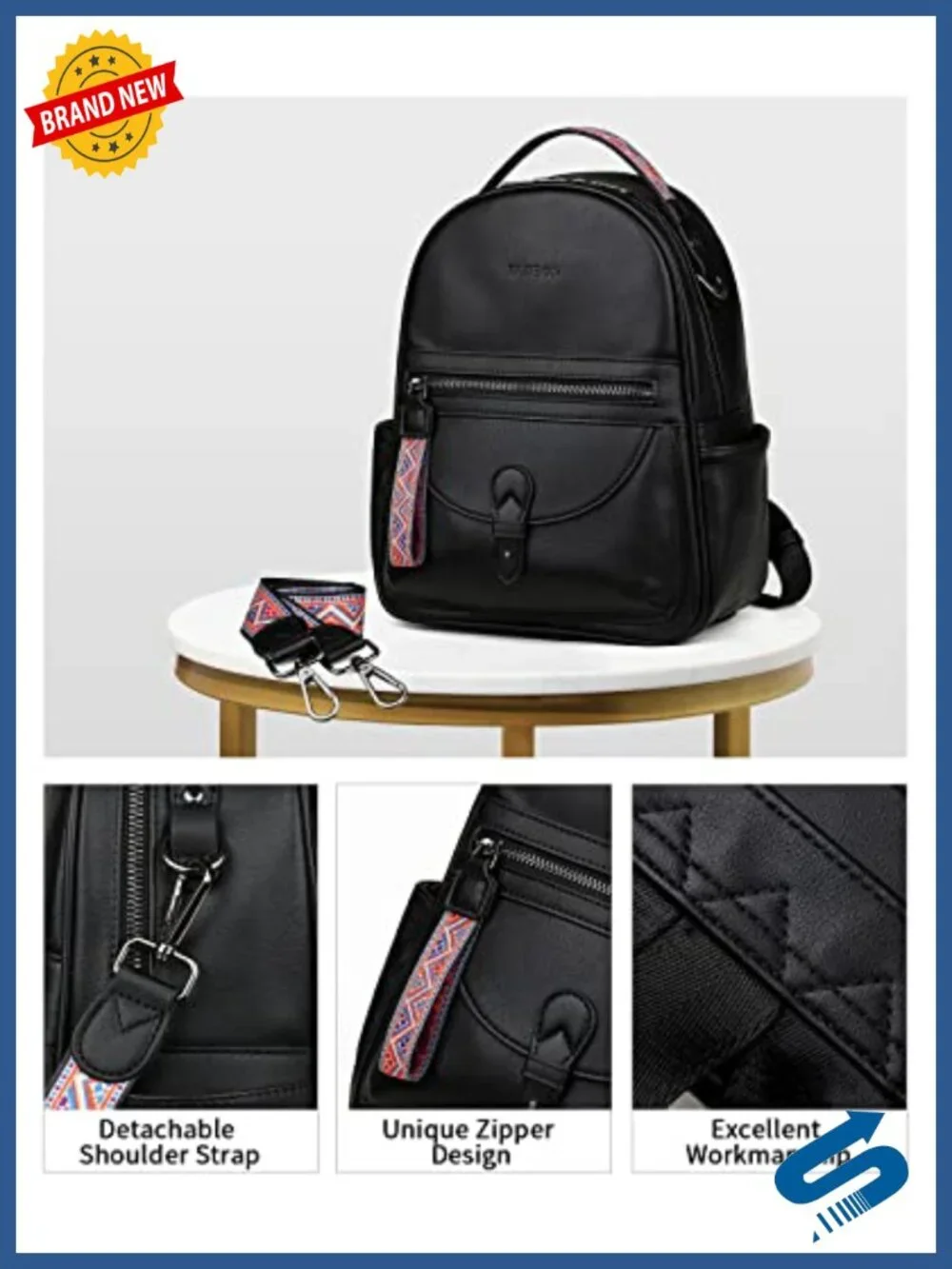 Vegan Leather Mini Backpack Purse for Women, Waterproof Daypack Fits iPad Kindle